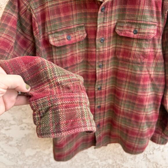 ORVIS Red Plaid Heavyweight Flannel Button Down Shirt Size XL - Picture 5 of 5
